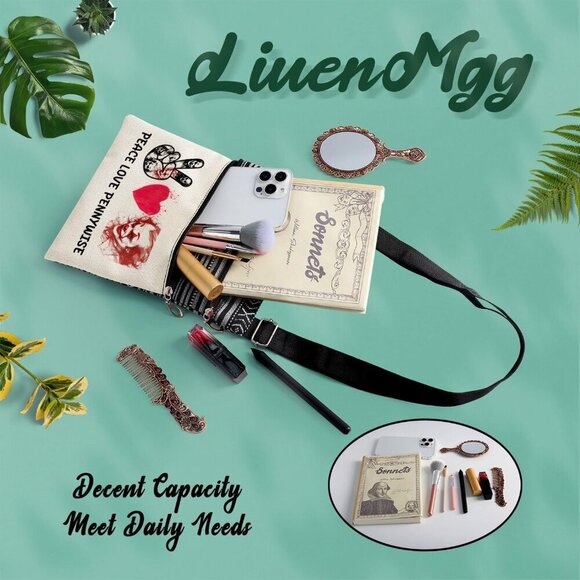 Clowns Ethnic Pattern Crossbody Bag Small Phone Wallet Zipper Adjustable - Picture 7 of 7